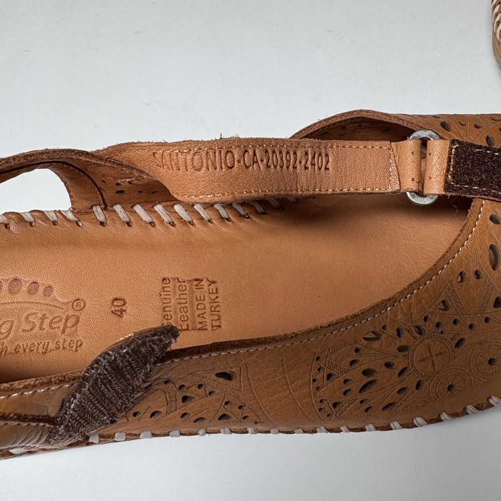 Spring Step Brown Wedge Leather Sandals Women’s Size EU 40 US 9 - Picture 10 of 10